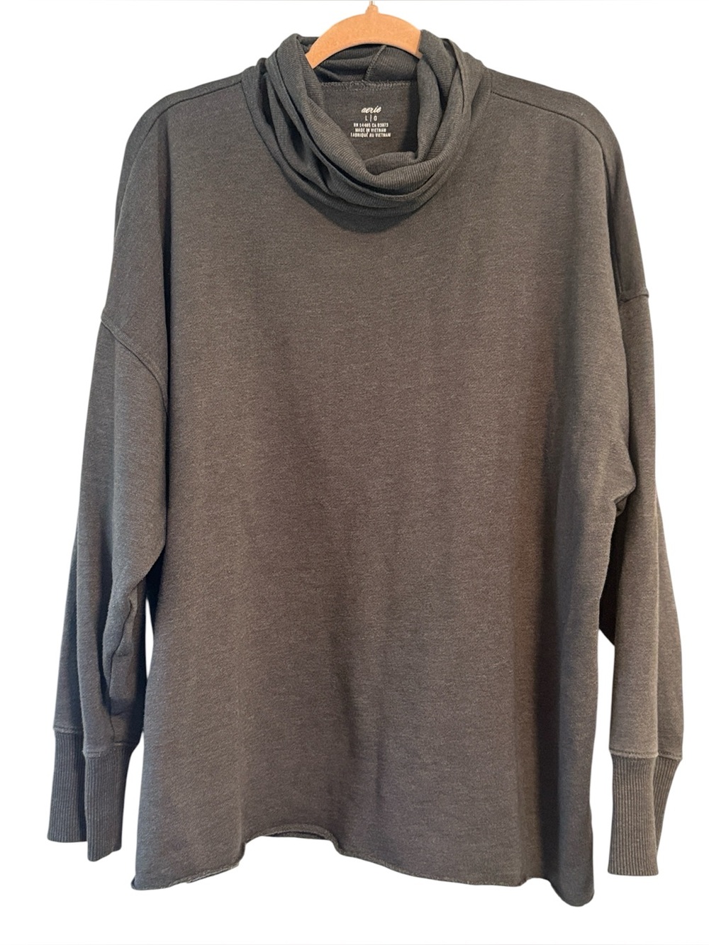 Aerie Oversized Grey Cowl Neck Top / Sweatshirt